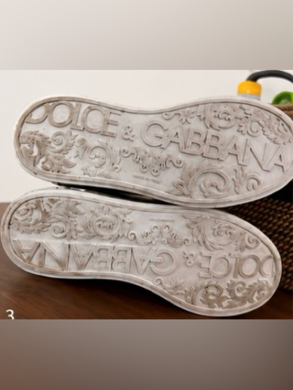 Dolce & Gabbana Black Leather Low-Top Sneakers with White Accents - Picture 4 of 6